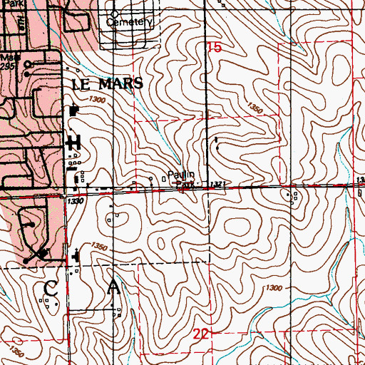 Topographic Map of Paulin Park, IA
