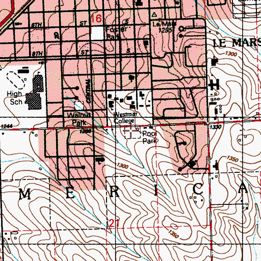 Topographic Map of Pool Park, IA