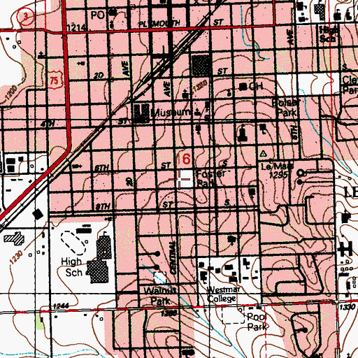 Topographic Map of Foster Park, IA