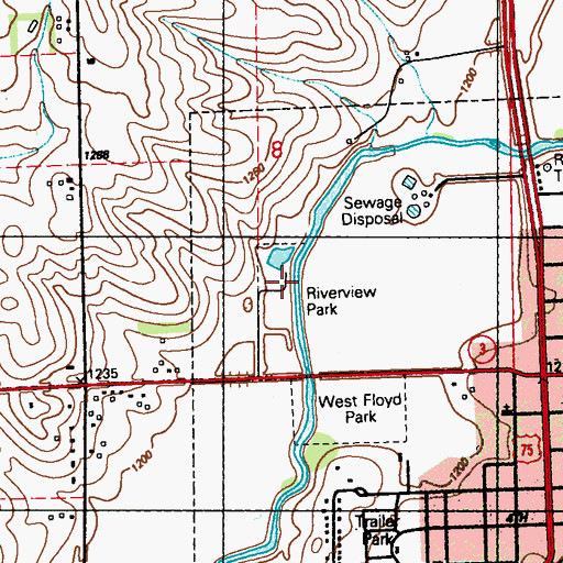 Topographic Map of Riverview Park, IA