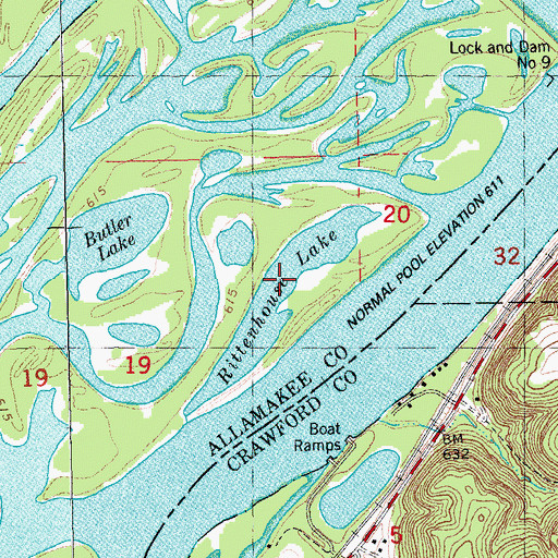 Topographic Map of Rittenhouse Lake, IA