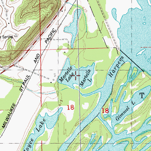 Topographic Map of Martelle Lake, IA