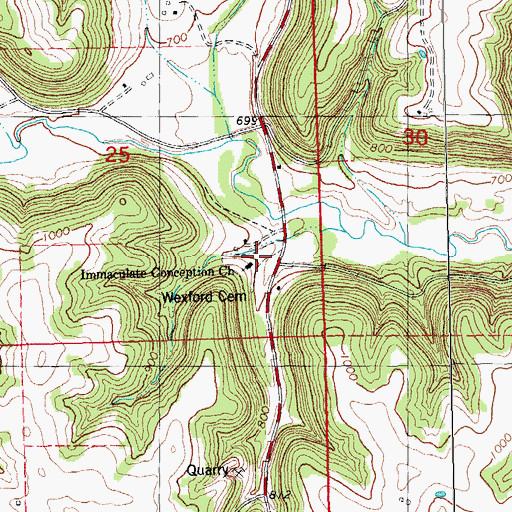 Topographic Map of Wexford Cemetery, IA