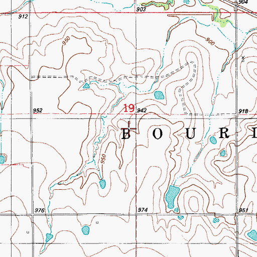 Topographic Map of Township of Bourland, OK