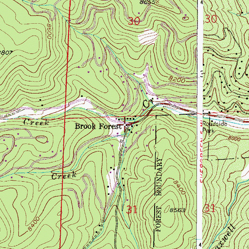 Topographic Map of Brook Forest, CO