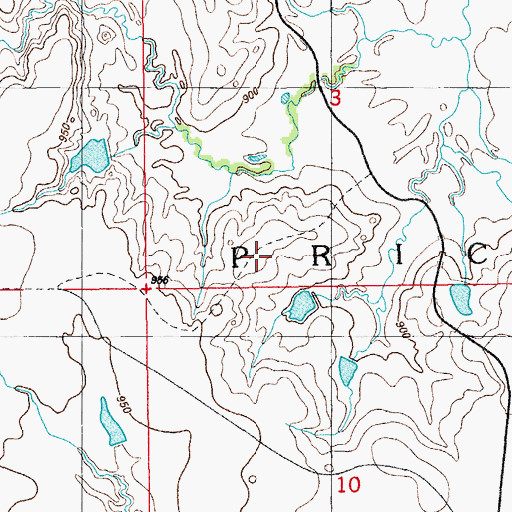 Topographic Map of Township of Price, OK