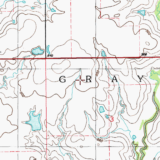 Topographic Map of Township of Grayson, OK