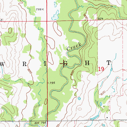 Topographic Map of Township of Wright, OK