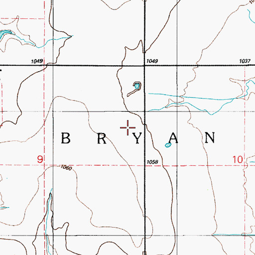 Topographic Map of Township of Bryan, OK