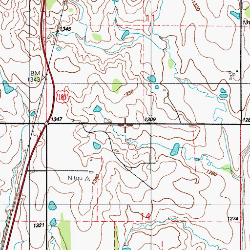 Topographic Map of Township of Hunter, OK
