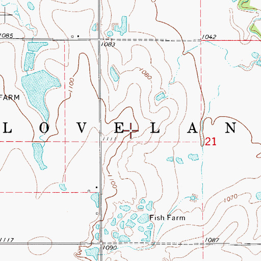 Topographic Map of Township of Loveland, OK
