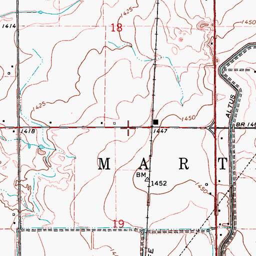 Topographic Map of Township of Martha, OK