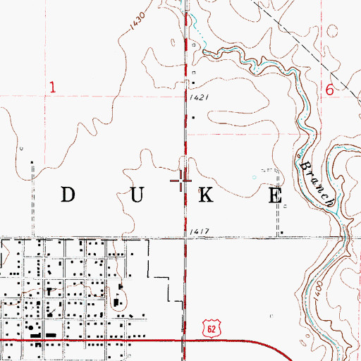 Topographic Map of Township of Duke, OK