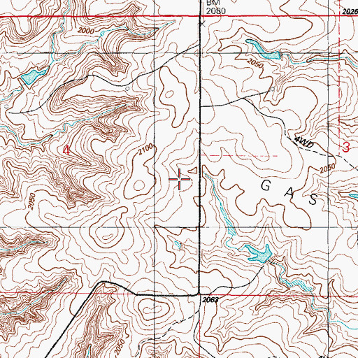 Topographic Map of Township of Dabney, OK