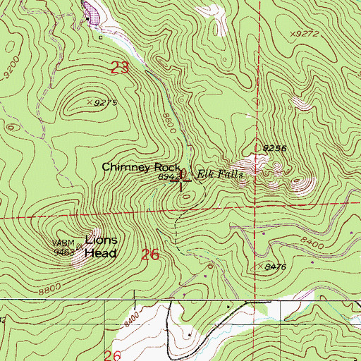 Topographic Map of Elk Falls, CO