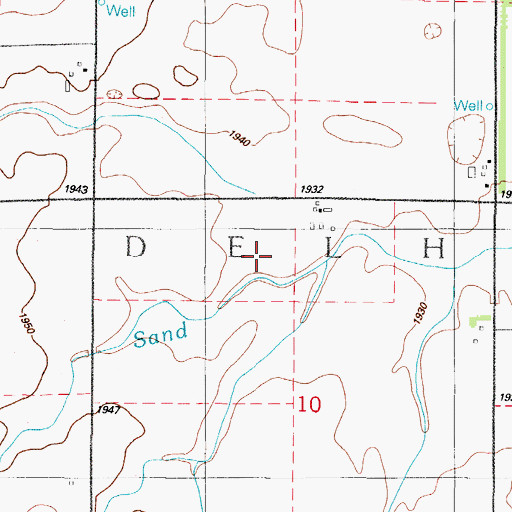 Topographic Map of Township of Delhi, OK