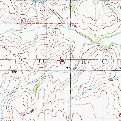 Topographic Map of Township of Poarch, OK