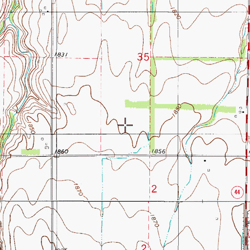Topographic Map of Township of East Turkey Creek, OK