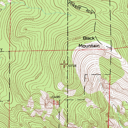 Topographic Map of Black Mountain, CO