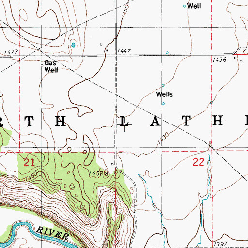Topographic Map of Township of North Lathram, OK