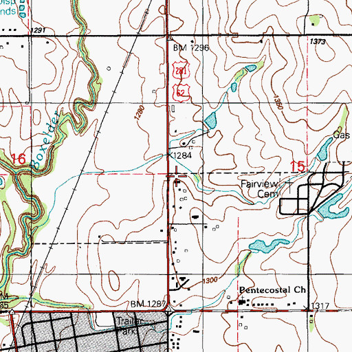 Topographic Map of Township of Abilene, OK