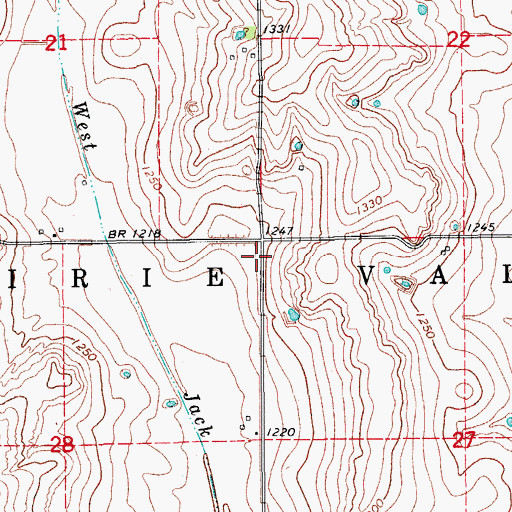 Topographic Map of Township of Prairie Valley, OK