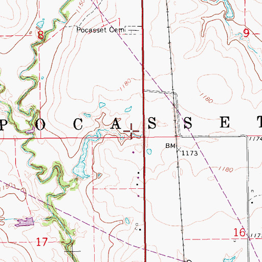 Topographic Map of Township of Pocasset, OK