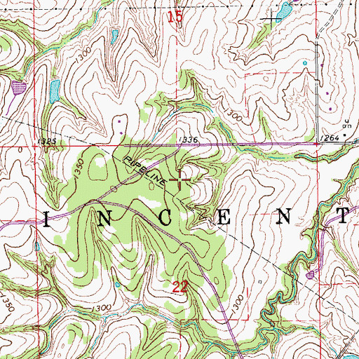 Topographic Map of Township of Vincent, OK