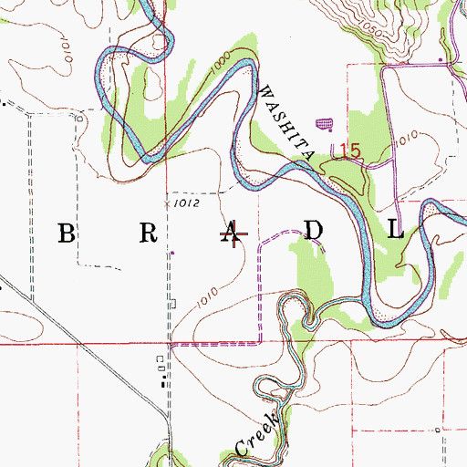 Topographic Map of Township of Bradley, OK