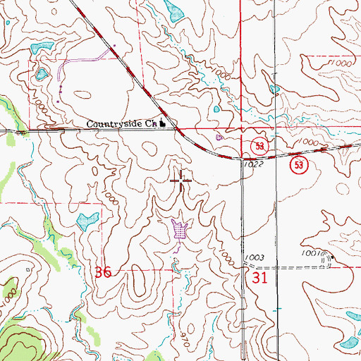 Topographic Map of Township of Brown, OK