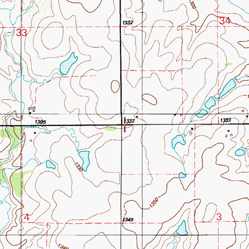 Topographic Map of Township of Indiahoma, OK