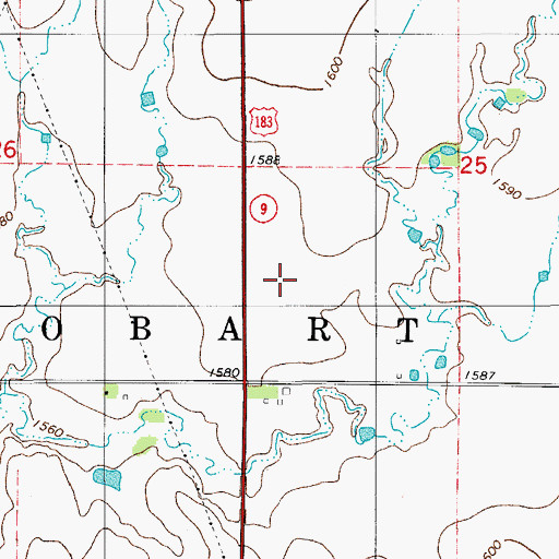 Topographic Map of Township of Hobart, OK