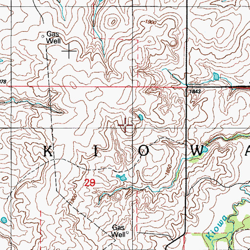 Topographic Map of Township of Kiowa, OK
