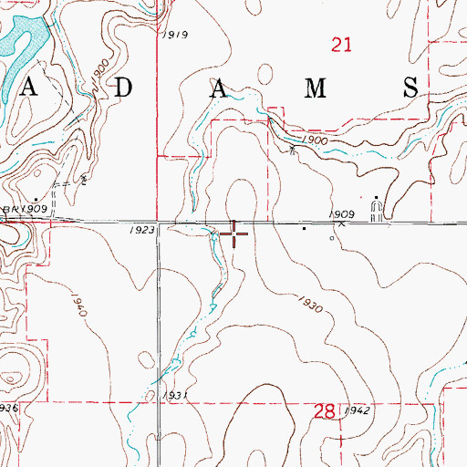 Topographic Map of Township of Adams, OK