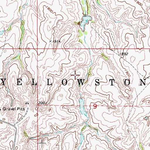 Topographic Map of Township of Yellowstone, OK