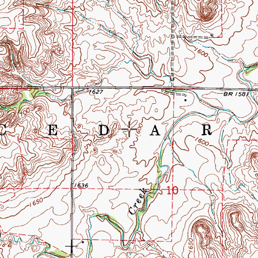 Topographic Map of Township of Cedar, OK