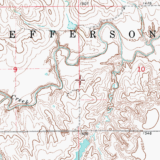Topographic Map of Township of Jefferson, OK