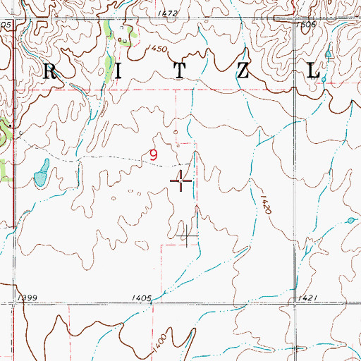 Topographic Map of Township of Fritzlen, OK