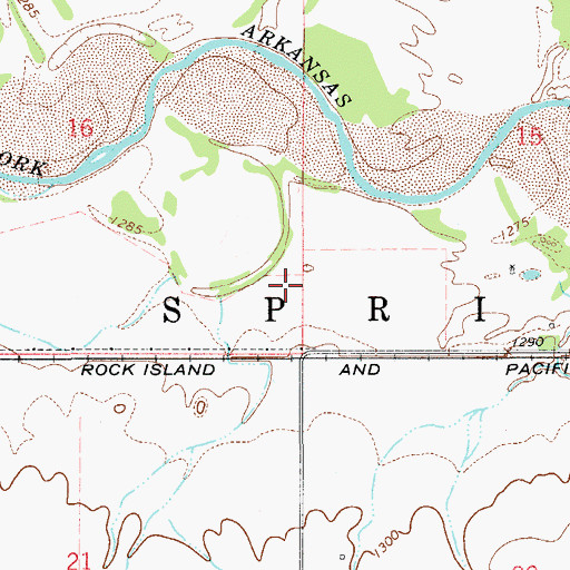 Topographic Map of Township of Spring, OK