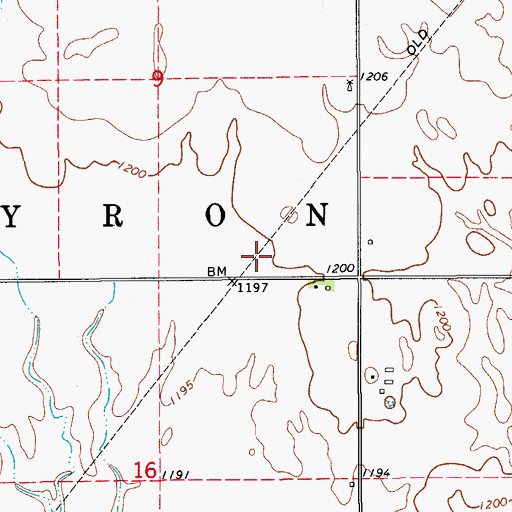 Topographic Map of Township of Byron, OK