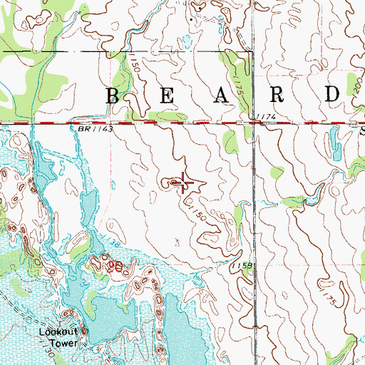Topographic Map of Township of Beard, OK