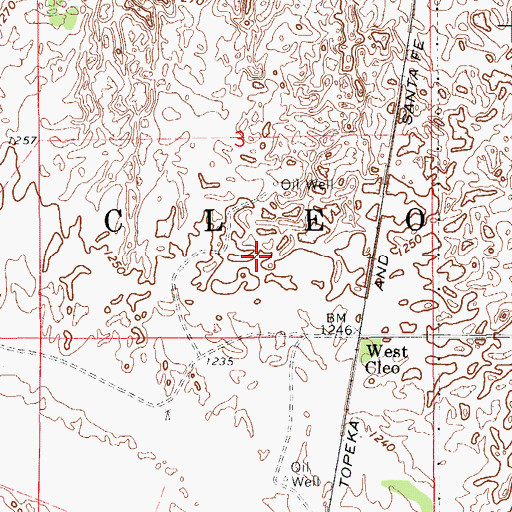 Topographic Map of Township of Cleo, OK