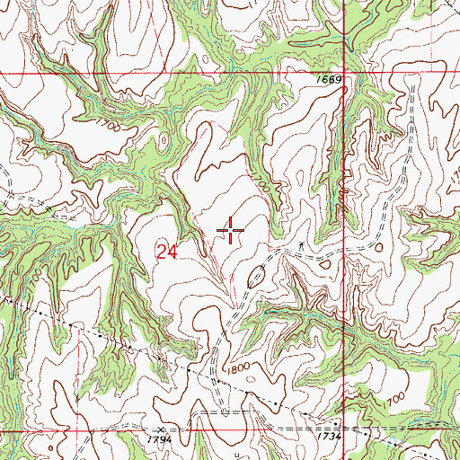 Topographic Map of Township of Bishop, OK