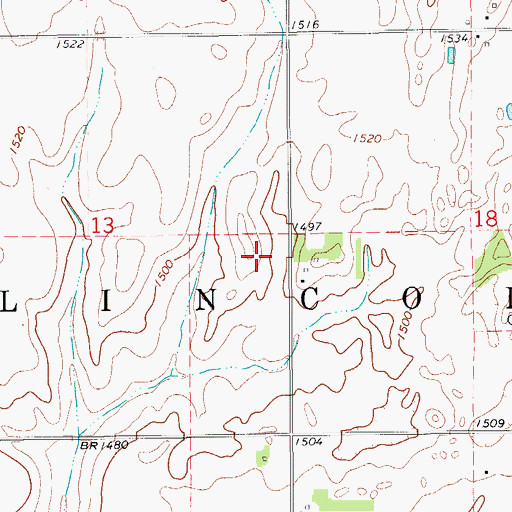 Topographic Map of Township of Lincoln, OK