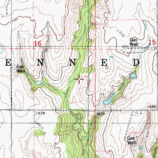 Topographic Map of Township of Kennedy, OK