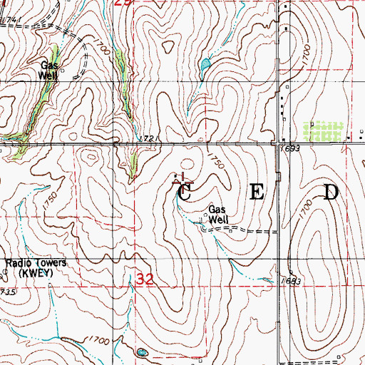 Topographic Map of Township of Cedar, OK
