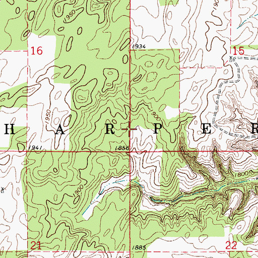 Topographic Map of Township of Harper, OK