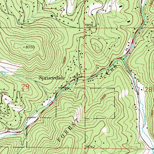 Topographic Map of Sprucedale, CO