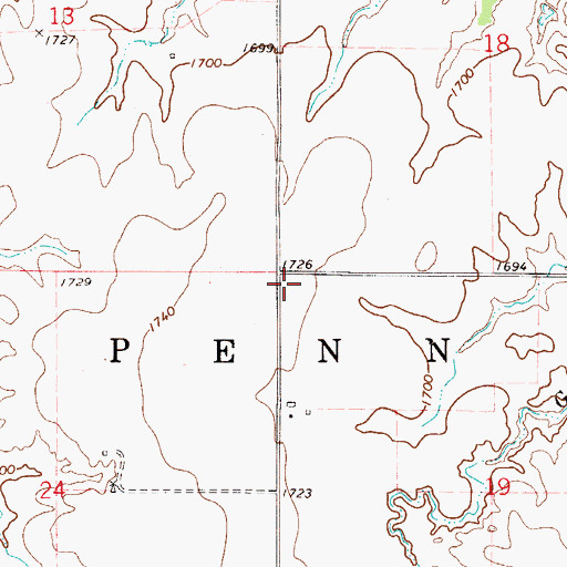 Topographic Map of Township of Penn, OK