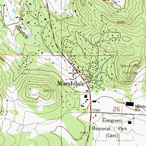 Topographic Map of Marshdale, CO